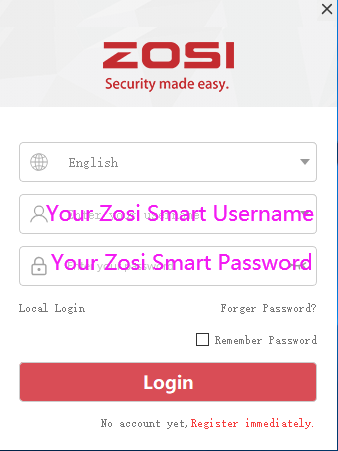 get zosi view app to connect with my zosi dvr